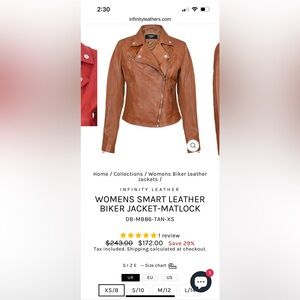 NFINITY SOFT Tan Leather Jacket great for oversized look
